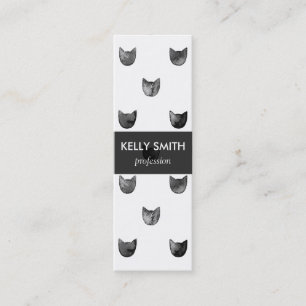 白黒シックでかわいい猫パターン スキニー名刺