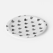 白黒シックでかわいい猫パターン ペーパープレート (アングル)