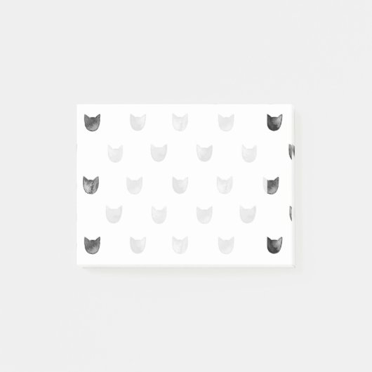 白黒シックでかわいい猫パターン ポストイット (正面)