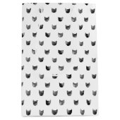 白黒シックでかわいい猫パターン ミディアムペーパーバッグ (正面)