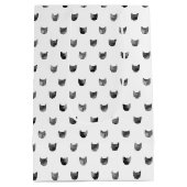 白黒シックでかわいい猫パターン ミディアムペーパーバッグ (裏面)