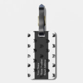 白黒シックでかわいい猫パターン ラゲッジタグ (裏面縦)