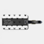 白黒シックでかわいい猫パターン ラゲッジタグ (裏面横)