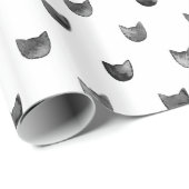 白黒シックでかわいい猫パターン ラッピングペーパー (ロールコーナー)