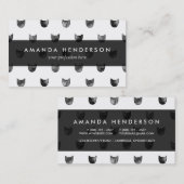 白黒シックでかわいい猫パターン 名刺 (正面/裏面)