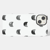 白黒シックで可愛い猫柄 iPhoneケース (裏面横)