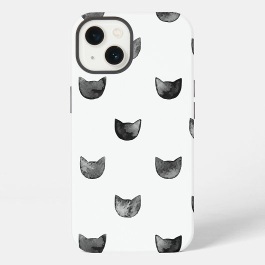 白黒シックで可愛い猫柄 iPhoneケース (裏面)