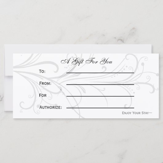 白黒シックなギフト券 (裏面)