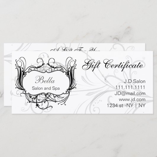 白黒シックなギフト券 (正面/裏面)