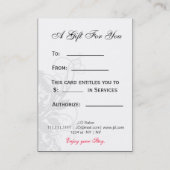 白黒シックなギフト券 割引カード (裏面)