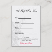 白黒シックなギフト券 割引カード (裏面)