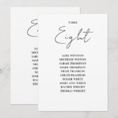 白黒シックなシーティンググラフテーブル番号 招待状 (正面/裏面)