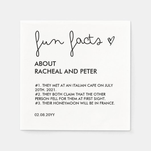 白黒シックなモダンおもしろいファクト結婚ズおもしろい スタンダードカクテルナプキン (正面)