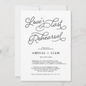 白黒シックな愛の最後のリハーサルディナー 招待状 (正面)