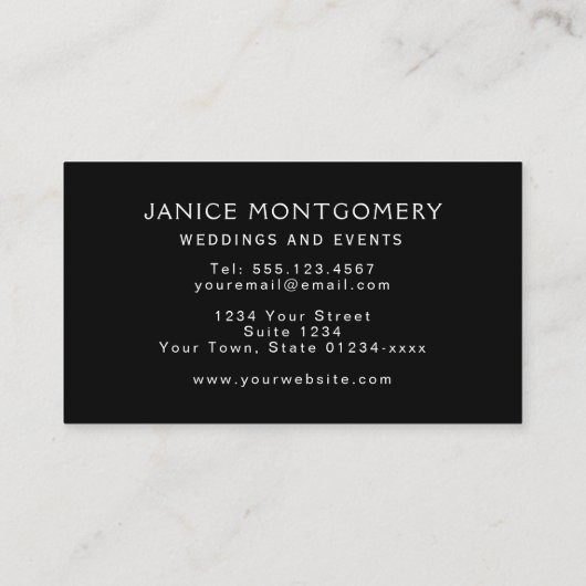 白黒シックな花のダマスク織 名刺 (裏面)