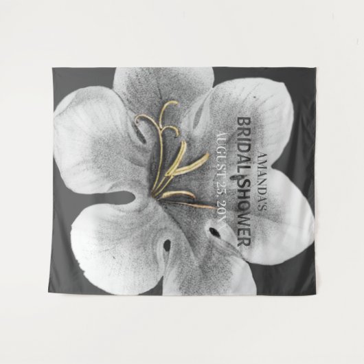 白黒シックの写真結婚ブース背景 タペストリー (正面(横))