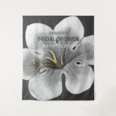 白黒シックの写真結婚ブース背景 タペストリー (正面)