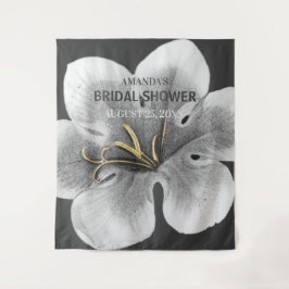 白黒シックの写真結婚ブース背景 タペストリー