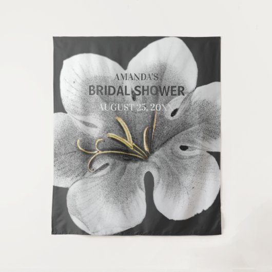 白黒シックの写真結婚ブース背景 タペストリー (正面)