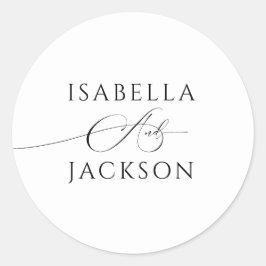 白黒シックエレガントカップル名結婚ズ ラウンドシール