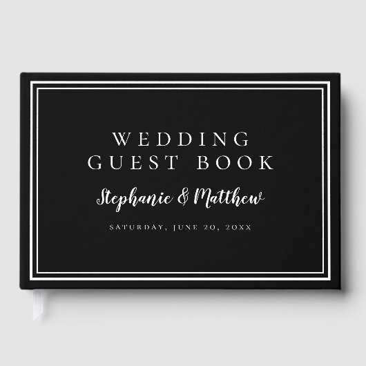 白黒シックシンプルミニマル結婚リスト ゲストブック (正面)