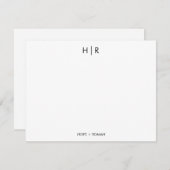 白黒シックミニマルモノグラモダンムノートカード サンキューカード (正面/裏面)