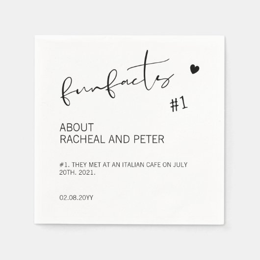 白黒シックモダンおもしろいファクト結婚スクリプトのN スタンダードカクテルナプキン (正面)