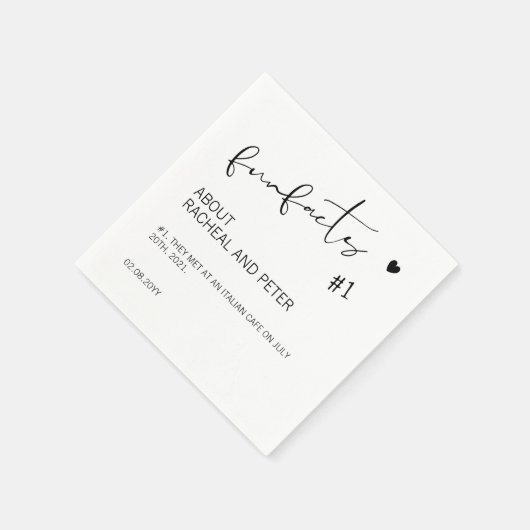 白黒シックモダンおもしろいファクト結婚スクリプトのN スタンダードカクテルナプキン (角)