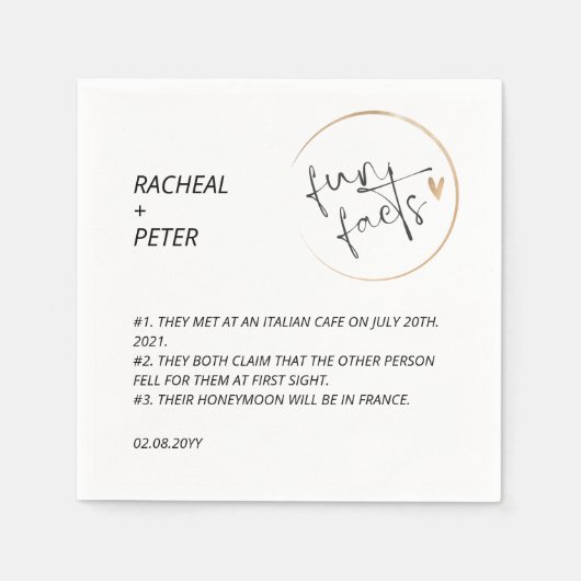 白黒シックモダンおもしろいファクト結婚スクリプト スタンダードカクテルナプキン (正面)