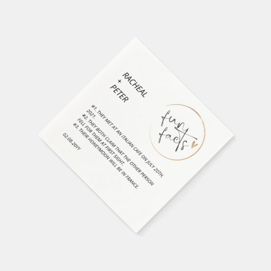 白黒シックモダンおもしろいファクト結婚スクリプト スタンダードカクテルナプキン (角)