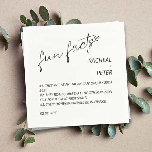 白黒シックモダンおもしろいファクト結婚スクリプト スタンダードカクテルナプキン