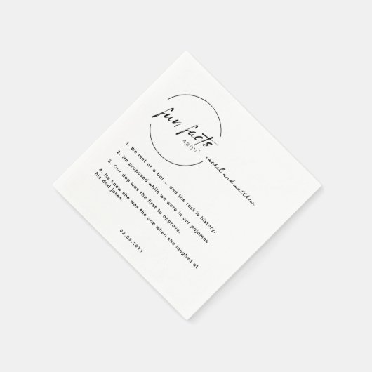 白黒シックモダンおもしろいファクト結婚ズ スタンダードカクテルナプキン (角)