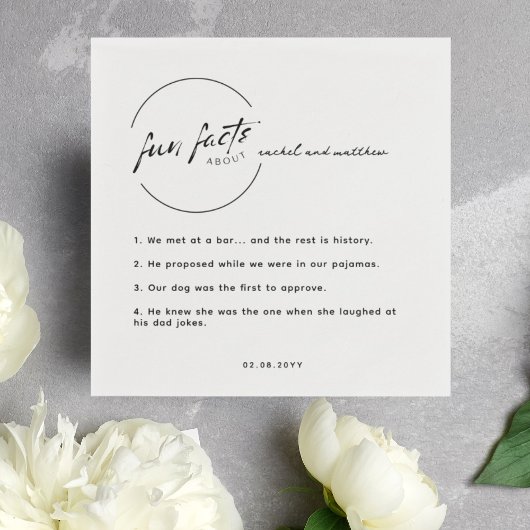 白黒シックモダンおもしろいファクト結婚ズ スタンダードカクテルナプキン