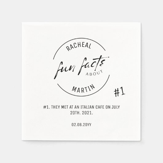 白黒シックモダンおもしろいファクト結婚ズ スタンダードカクテルナプキン (正面)