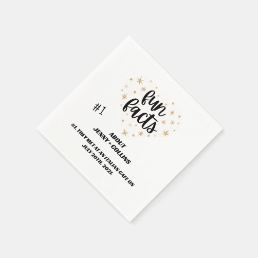 白黒シックモダンおもしろいファクト結婚ハート スタンダードカクテルナプキン (角)