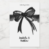 白黒シックモダンキュートボウ結婚式の引き出物 ワインラベル (シングルラベル)