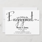 白黒シックモダン婚約シャワーパーティー 招待状 (正面)