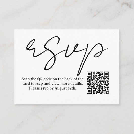 白黒シックモダンrsvp エンクロージャーカード (正面)