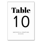 白黒シック結婚ミニマリストのテーブル番号 テーブルナンバー (裏面)
