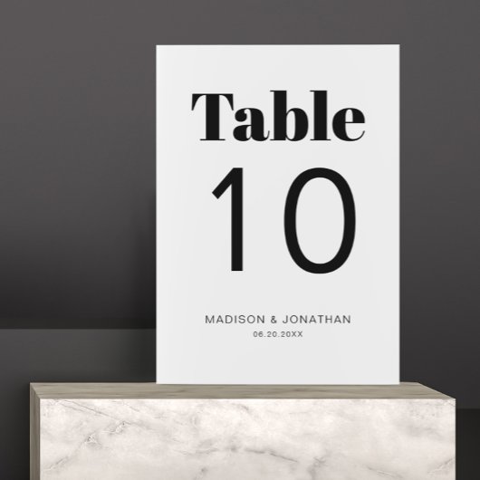 白黒シック結婚ミニマリストのテーブル番号 テーブルナンバー