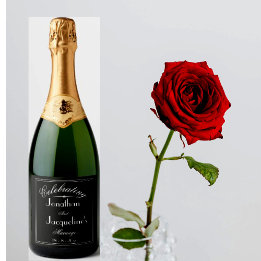 白黒シッパーソナライズされたク結婚ズ スパークリングワインラベル