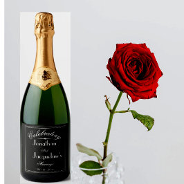 白黒シッパーソナライズされたク結婚ズ スパークリングワインラベル