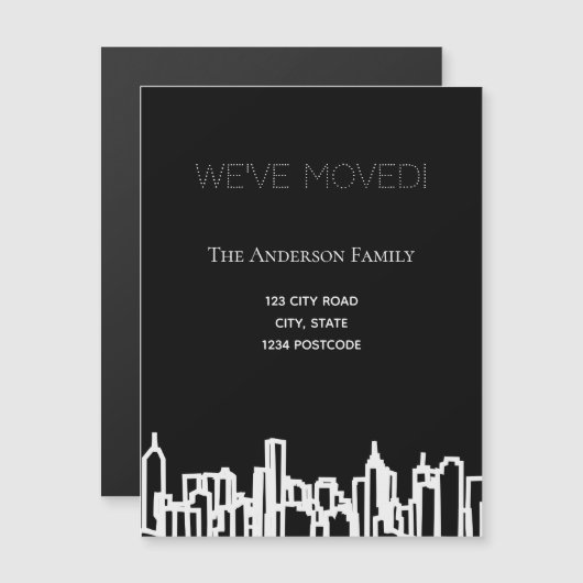 白黒シティのスカイライン我々は発表を移動 (正面/裏面)