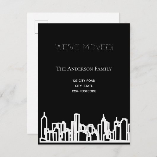 白黒シティのスカイライン移動 案内ポストカード (正面/裏面)