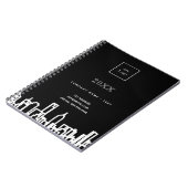 白黒シティスカイラインモダンビジネスロゴ ノートブック (左側)