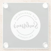 白黒シティタウンプレイスロケーションネームサークル ガラスコースター (裏面)