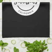 白黒シティタウンプレイスロケーションネームサークル キッチンタオル (折り畳み)