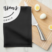 白黒シティタウンプレイスロケーションネームサークル キッチンタオル (四つ折り)