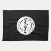 白黒シティタウンプレイスロケーションネームサークル キッチンタオル (横)