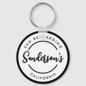 白黒シティタウンプレイスロケーションネームサークル キーホルダー (正面)